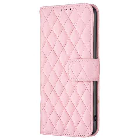 BINFEN COLOR For Xiaomi Redmi 9C / 9C NFC / Redmi 10A / Poco C31 BF Style-14 Imprinted Rhombus Pattern PU Leather TPU Matte Phone Case Stand Wallet Protective Cover