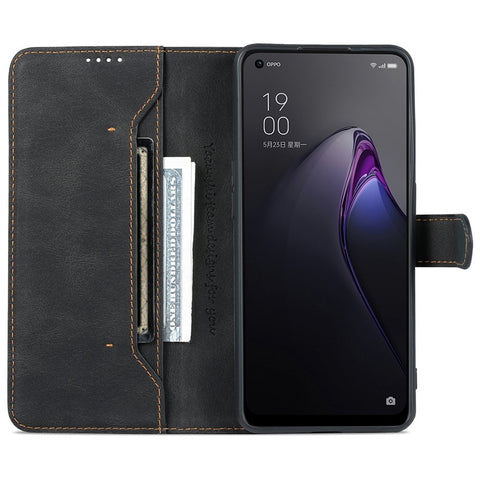 AZNS Anti-scratch Phone Case For Oppo Reno8 5G (Global Version) / Oppo Reno8 5G, Drop-proof PU Leather Flip Wallet Cover Viewing Stand with Magnetic Closure