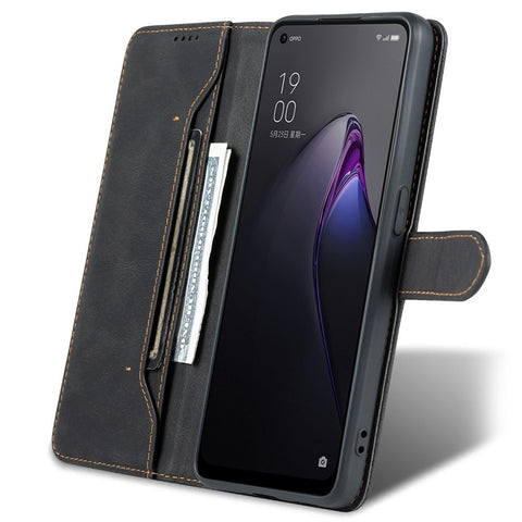 AZNS Anti-scratch Phone Case For Oppo Reno8 5G (Global Version) / Oppo Reno8 5G, Drop-proof PU Leather Flip Wallet Cover Viewing Stand with Magnetic Closure