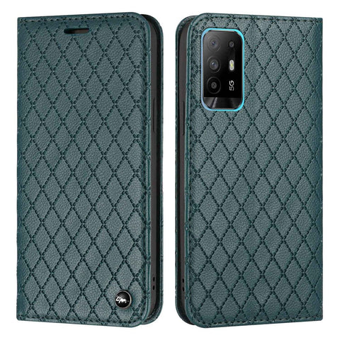 For Oppo A94 / A94 5G / A95 5G / F19 Pro+ 5G / Reno5 Z / F19 Pro / Reno5 F / Reno5 Lite Wallet Stand PU Leather Case Litchi Texture Rhombus Pattern Embossment Phone Cover