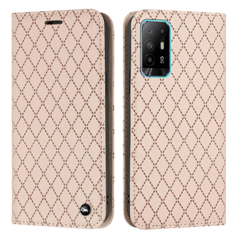 For Oppo A94 / A94 5G / A95 5G / F19 Pro+ 5G / Reno5 Z / F19 Pro / Reno5 F / Reno5 Lite Wallet Stand PU Leather Case Litchi Texture Rhombus Pattern Embossment Phone Cover