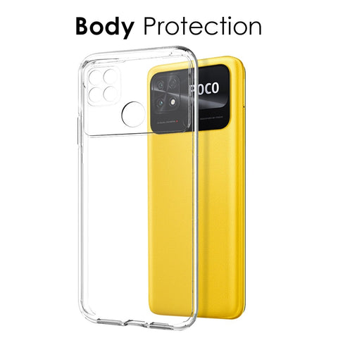 NORTHJO For Xiaomi Poco C40 4G Phone Case TPU Back Cover with Ultra Slim Tempered Glass Screen Protector