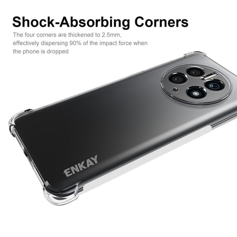 ENKAY HAT PRINCE For Huawei Mate 50 Pro Thickened Corners Transparent TPU Case Anti-slip Strip Edge Protective Phone Cover