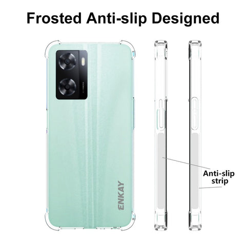 ENKAY HAT PRINCE For Oppo A57 4G / A57s 4G Anti-slip Strip Edge Design Clear TPU Cover Thickened Corners Anti-drop Phone Back Case