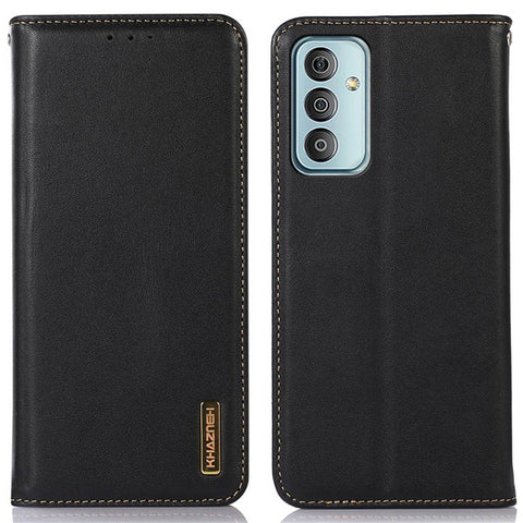 KHAZNEH For Samsung Galaxy M13 4G Genuine Cowhide Leather Nappa Texture Folio Flip Case Phone Wallet Stand Cover