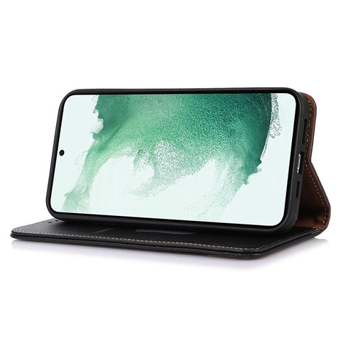 KHAZNEH For Samsung Galaxy M13 4G Genuine Cowhide Leather Nappa Texture Folio Flip Case Phone Wallet Stand Cover