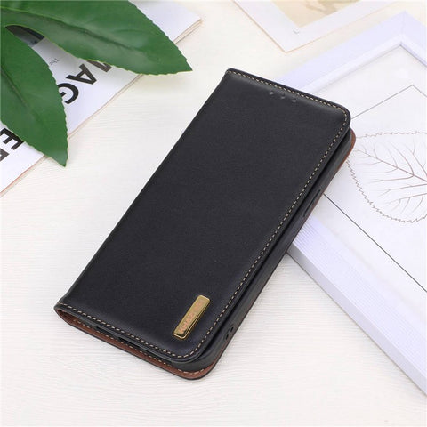 KHAZNEH For Samsung Galaxy M13 4G Genuine Cowhide Leather Nappa Texture Folio Flip Case Phone Wallet Stand Cover