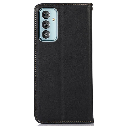KHAZNEH For Samsung Galaxy M13 4G Genuine Cowhide Leather Nappa Texture Folio Flip Case Phone Wallet Stand Cover
