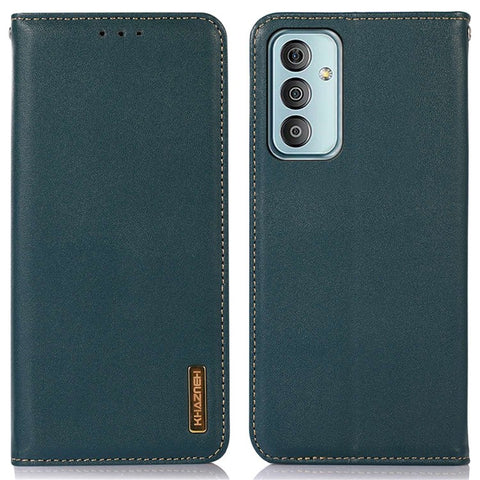 KHAZNEH For Samsung Galaxy M13 4G Genuine Cowhide Leather Nappa Texture Folio Flip Case Phone Wallet Stand Cover