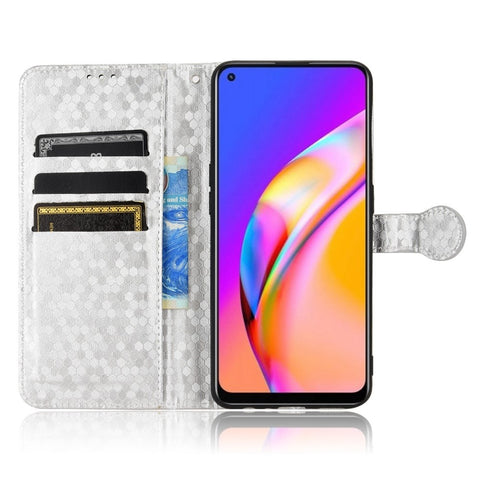 For Oppo A94 4G / F19 Pro 4G / Reno5 F 4G / Reno5 Lite, Phone Case Dot Pattern Imprinted PU Leather Protector Wallet Phone Case with Strap / Stand