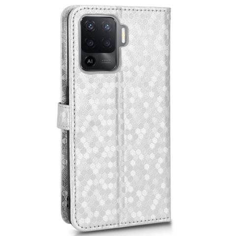 For Oppo A94 4G / F19 Pro 4G / Reno5 F 4G / Reno5 Lite, Phone Case Dot Pattern Imprinted PU Leather Protector Wallet Phone Case with Strap / Stand
