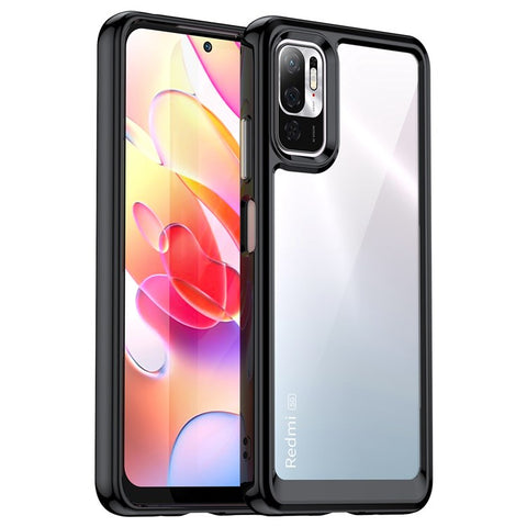 For Xiaomi Poco M3 Pro 4G / 5G / Redmi Note 10 5G / Note 10T 5G / Note 11SE 5G TPU Frame Acrylic Back Cover Brushed Clear Phone Protector with Independent Buttons