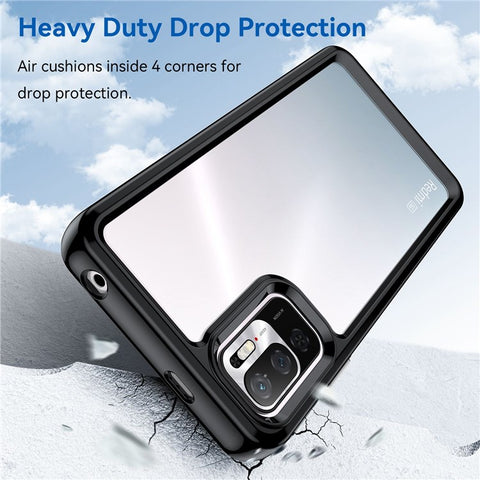 For Xiaomi Poco M3 Pro 4G / 5G / Redmi Note 10 5G / Note 10T 5G / Note 11SE 5G TPU Frame Acrylic Back Cover Brushed Clear Phone Protector with Independent Buttons