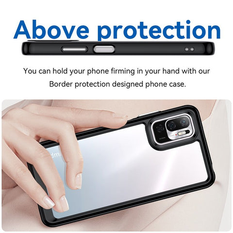 For Xiaomi Poco M3 Pro 4G / 5G / Redmi Note 10 5G / Note 10T 5G / Note 11SE 5G TPU Frame Acrylic Back Cover Brushed Clear Phone Protector with Independent Buttons