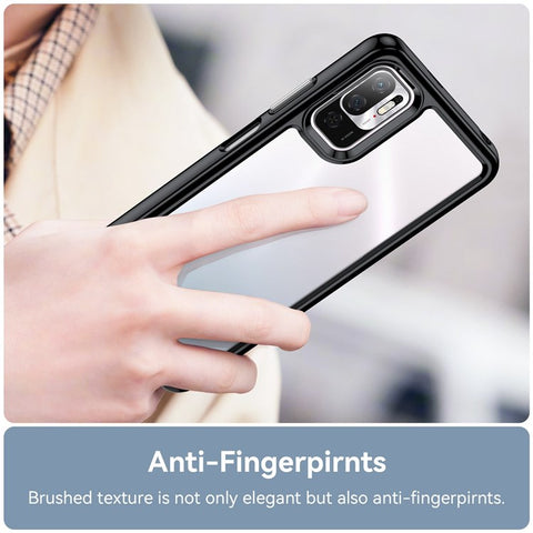 For Xiaomi Poco M3 Pro 4G / 5G / Redmi Note 10 5G / Note 10T 5G / Note 11SE 5G TPU Frame Acrylic Back Cover Brushed Clear Phone Protector with Independent Buttons