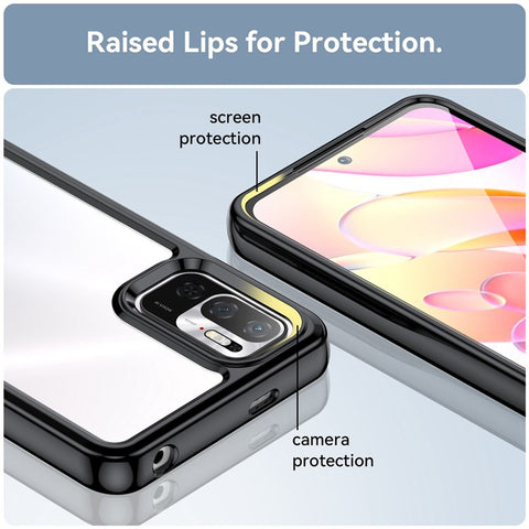 For Xiaomi Poco M3 Pro 4G / 5G / Redmi Note 10 5G / Note 10T 5G / Note 11SE 5G TPU Frame Acrylic Back Cover Brushed Clear Phone Protector with Independent Buttons