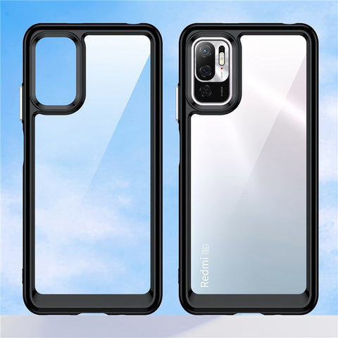 For Xiaomi Poco M3 Pro 4G / 5G / Redmi Note 10 5G / Note 10T 5G / Note 11SE 5G TPU Frame Acrylic Back Cover Brushed Clear Phone Protector with Independent Buttons