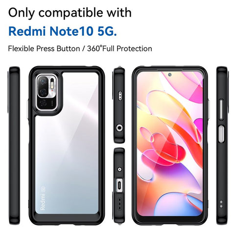 For Xiaomi Poco M3 Pro 4G / 5G / Redmi Note 10 5G / Note 10T 5G / Note 11SE 5G TPU Frame Acrylic Back Cover Brushed Clear Phone Protector with Independent Buttons