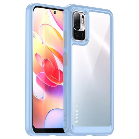 For Xiaomi Poco M3 Pro 4G / 5G / Redmi Note 10 5G / Note 10T 5G / Note 11SE 5G TPU Frame Acrylic Back Cover Brushed Clear Phone Protector with Independent Buttons