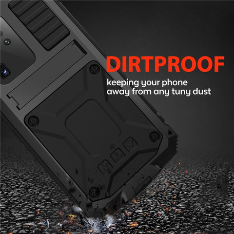 R-JUST For Samsung Galaxy S20 Ultra Metal + Silicone + PC Phone Case Kickstand Full Cover Shell with Tempered Glass Film