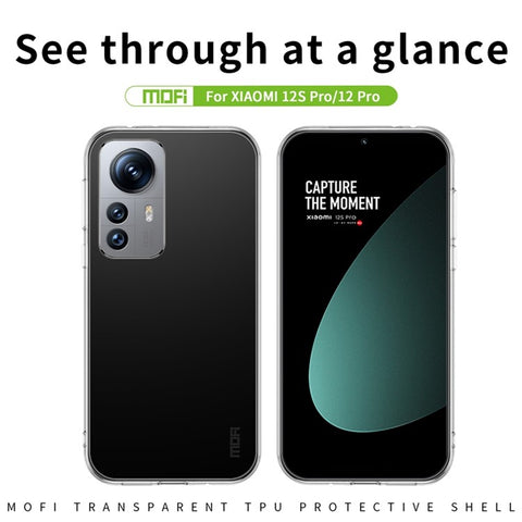 MOFI For Xiaomi 12 Pro 5G / 12 Pro (Dimensity) 5G / 12S Pro 5G Transparent TPU Case Drop-proof Phone Back Cover