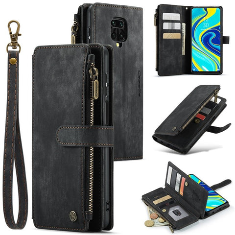 For Xiaomi Redmi Note 9 Pro 4G / Note 9 Pro Max / Note 9S 4G Phone Cases with Strap CASEME C30 Zipper Multiple Card Holder PU Leather Cover