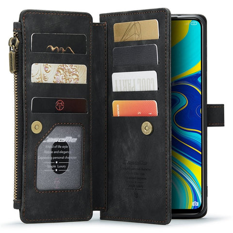 For Xiaomi Redmi Note 9 Pro 4G / Note 9 Pro Max / Note 9S 4G Phone Cases with Strap CASEME C30 Zipper Multiple Card Holder PU Leather Cover