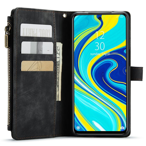 For Xiaomi Redmi Note 9 Pro 4G / Note 9 Pro Max / Note 9S 4G Phone Cases with Strap CASEME C30 Zipper Multiple Card Holder PU Leather Cover