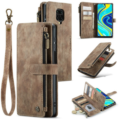 For Xiaomi Redmi Note 9 Pro 4G / Note 9 Pro Max / Note 9S 4G Phone Cases with Strap CASEME C30 Zipper Multiple Card Holder PU Leather Cover
