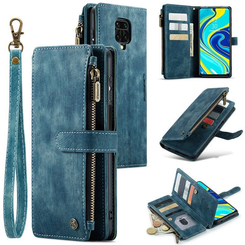 For Xiaomi Redmi Note 9 Pro 4G / Note 9 Pro Max / Note 9S 4G Phone Cases with Strap CASEME C30 Zipper Multiple Card Holder PU Leather Cover