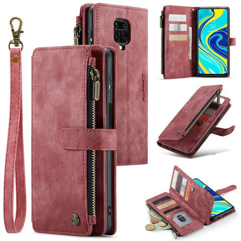 For Xiaomi Redmi Note 9 Pro 4G / Note 9 Pro Max / Note 9S 4G Phone Cases with Strap CASEME C30 Zipper Multiple Card Holder PU Leather Cover