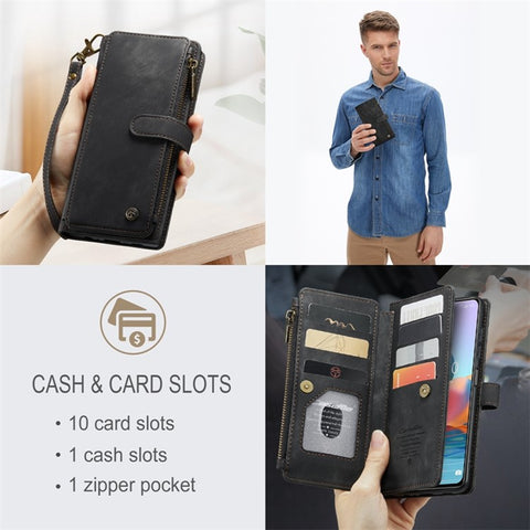 For Xiaomi Redmi Note 10 Pro Max 4G / Note 10 Pro 4G (Global) / (India) Cases with Strap CASEME C30 Zipper Multiple Card Holder Leather Cover
