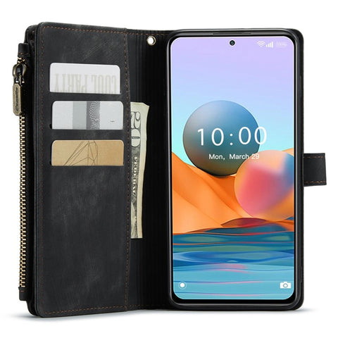 For Xiaomi Redmi Note 10 Pro Max 4G / Note 10 Pro 4G (Global) / (India) Cases with Strap CASEME C30 Zipper Multiple Card Holder Leather Cover