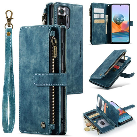 For Xiaomi Redmi Note 10 Pro Max 4G / Note 10 Pro 4G (Global) / (India) Cases with Strap CASEME C30 Zipper Multiple Card Holder Leather Cover