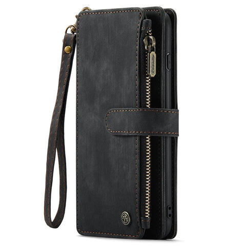 For iPhone 6 Plus / 6s Plus / 7 Plus / 8 Plus Phone Cases with Strap CASEME C30 Zipper Multiple Card Holder PU Leather Cover