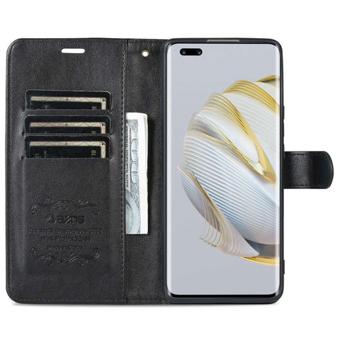 AZNS Drop-proof Flip Wallet Case for Huawei nova 10 Pro 4G, Full Protection PU Leather Magnetic Closure Anti-scratch Phone Cover with Viewing Stand