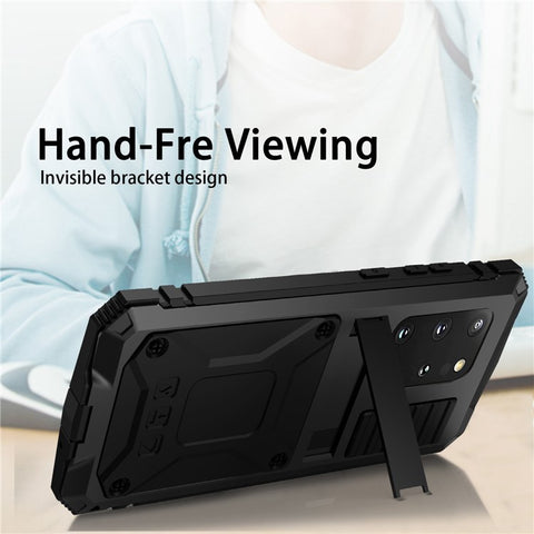 R-JUST For Samsung Galaxy S20 Plus 4G / 5G Dust-proof Splash-proof Drop-proof Phone Case Metal + Silicone + PC Kickstand Feature Cover with Tempered Glass Film