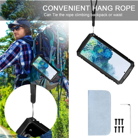 R-JUST For Samsung Galaxy S20 Plus 4G / 5G Dust-proof Splash-proof Drop-proof Phone Case Metal + Silicone + PC Kickstand Feature Cover with Tempered Glass Film