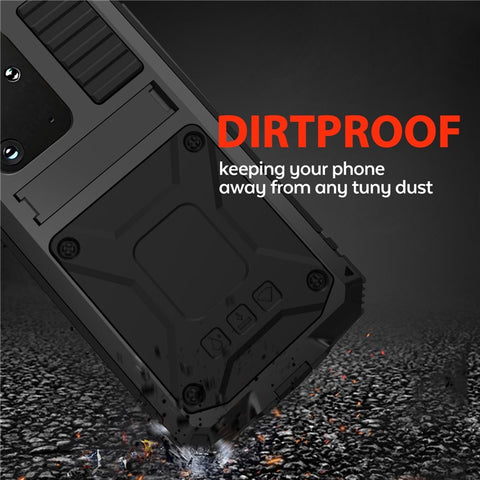 R-JUST For Samsung Galaxy S20 Plus 4G / 5G Dust-proof Splash-proof Drop-proof Phone Case Metal + Silicone + PC Kickstand Feature Cover with Tempered Glass Film