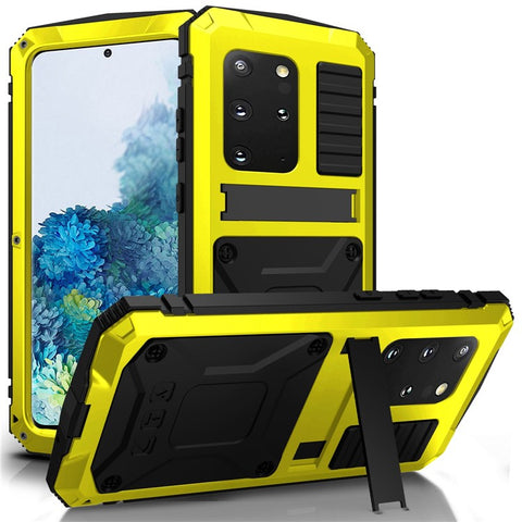 R-JUST For Samsung Galaxy S20 Plus 4G / 5G Dust-proof Splash-proof Drop-proof Phone Case Metal + Silicone + PC Kickstand Feature Cover with Tempered Glass Film