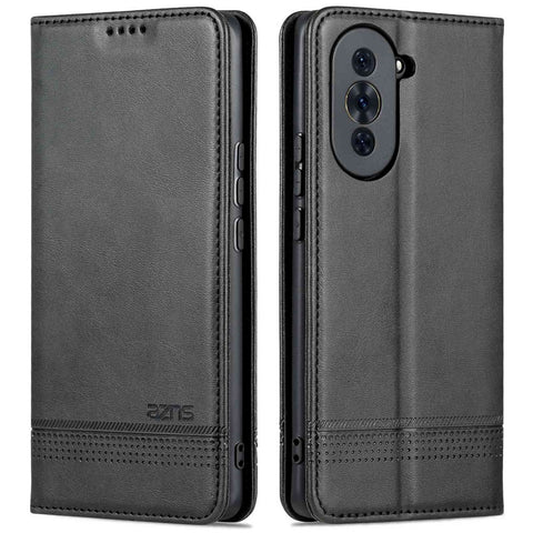 AZNS For Huawei nova 10 4G Shockproof Phone Flip Wallet Case Magnetic Auto Closing PU Leather Viewing Stand Protective Cover- Coffee