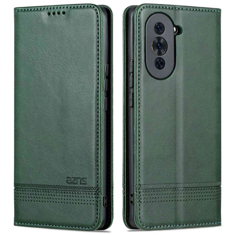 AZNS For Huawei nova 10 4G Shockproof Phone Flip Wallet Case Magnetic Auto Closing PU Leather Viewing Stand Protective Cover- Coffee