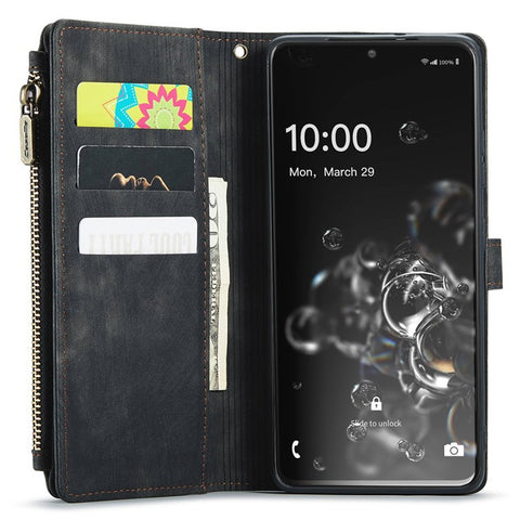 For Samsung Galaxy S20 Ultra 4G / 5G Phone Cases with Strap CASEME C30 Zipper Multiple Card Holder PU Leather Cover