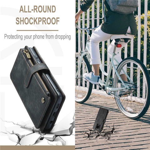 For Samsung Galaxy S20 Ultra 4G / 5G Phone Cases with Strap CASEME C30 Zipper Multiple Card Holder PU Leather Cover