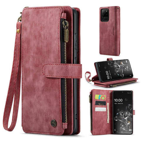 For Samsung Galaxy S20 Ultra 4G / 5G Phone Cases with Strap CASEME C30 Zipper Multiple Card Holder PU Leather Cover