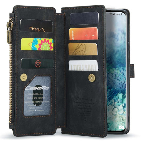 For Samsung Galaxy S20 Plus 4G / 5G Phone Cases with Strap CASEME C30 Zipper Multiple Card Holder PU Leather Cover