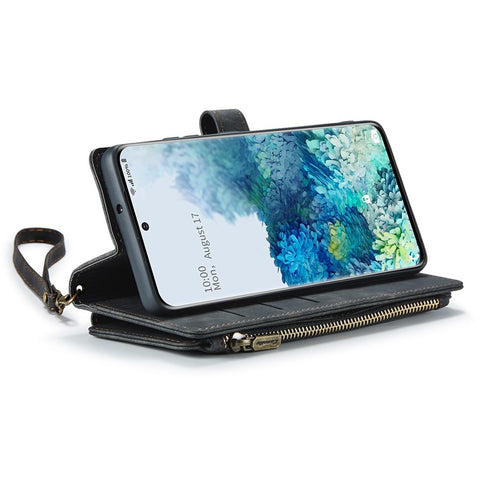 For Samsung Galaxy S20 Plus 4G / 5G Phone Cases with Strap CASEME C30 Zipper Multiple Card Holder PU Leather Cover