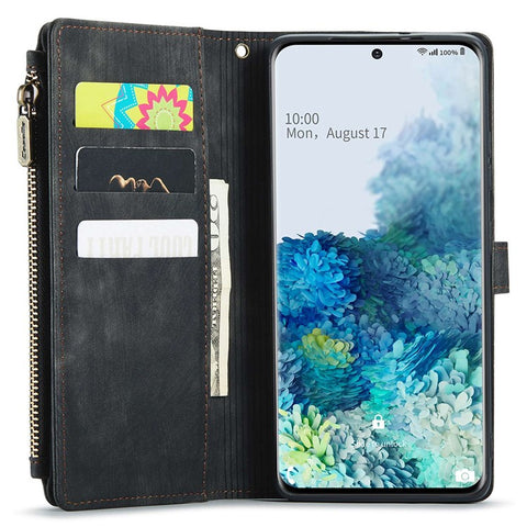 For Samsung Galaxy S20 Plus 4G / 5G Phone Cases with Strap CASEME C30 Zipper Multiple Card Holder PU Leather Cover