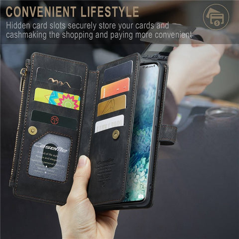 For Samsung Galaxy S20 Plus 4G / 5G Phone Cases with Strap CASEME C30 Zipper Multiple Card Holder PU Leather Cover