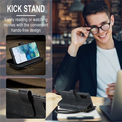 For Samsung Galaxy S20 Plus 4G / 5G Phone Cases with Strap CASEME C30 Zipper Multiple Card Holder PU Leather Cover